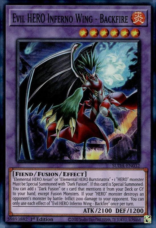 Cartão colecionável YU-GI-OH! Evil Hero Inferno Wing SUDA-EN032 1º